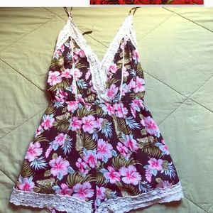 Open back floral romper